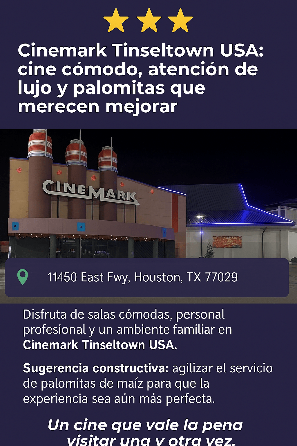 Cinemark Tinseltown USA: comodidad, servicio y cine de&nbsp;calidad